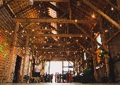 Inside hay barn with lights